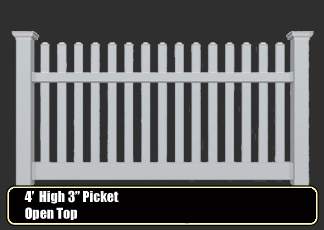 vinyl picket fence - 1.5" spindle open top 